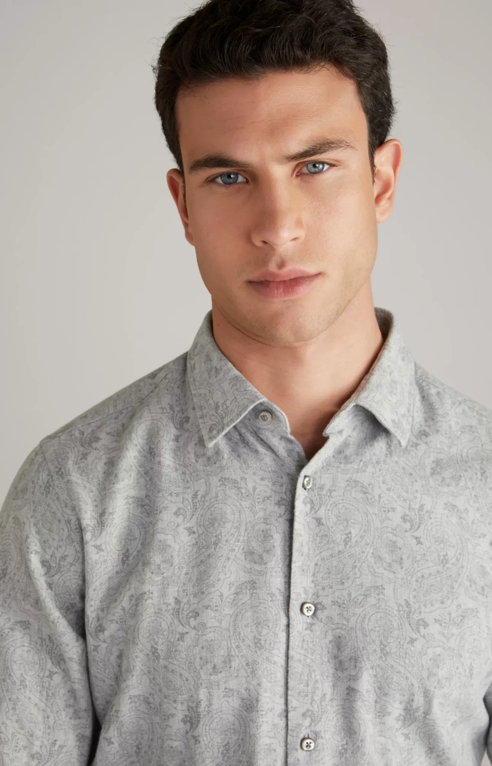 Pit Cotton Shirt in Light Grey, patterned