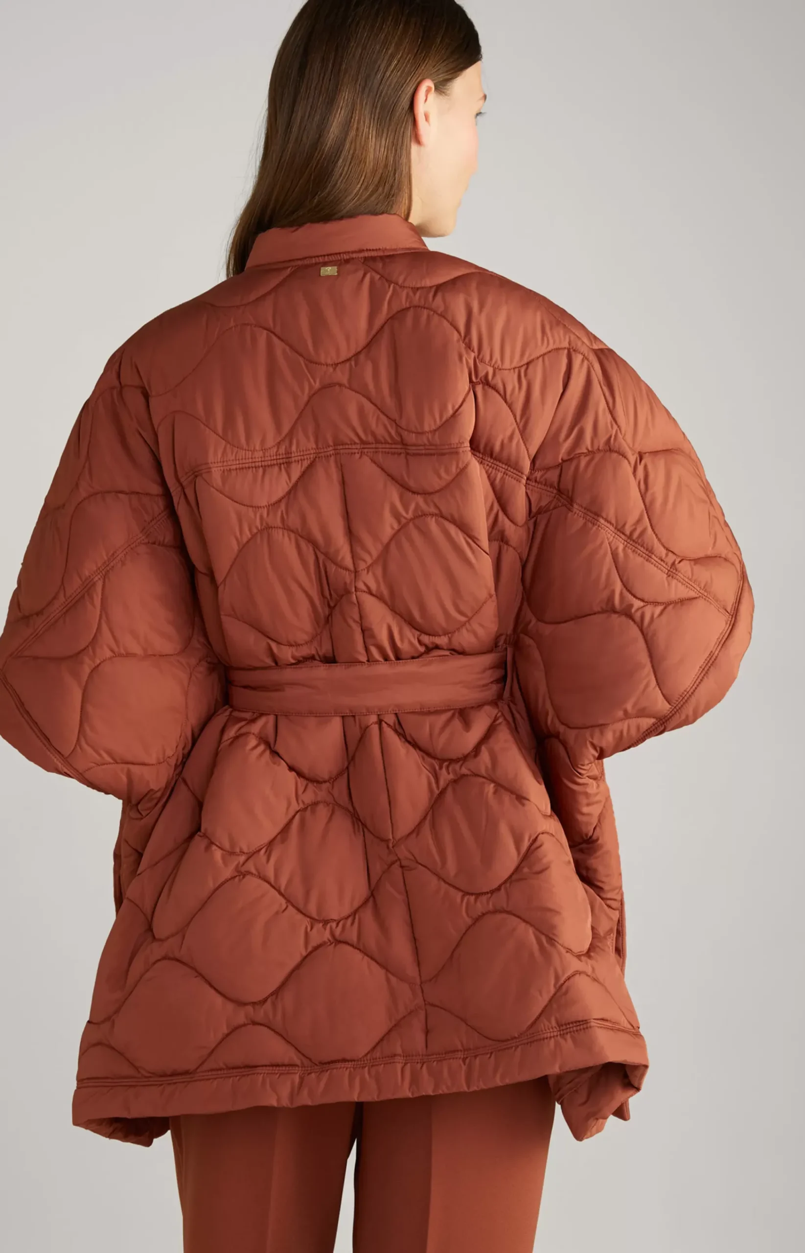 Quilted Cape Jacket in Copper Brown