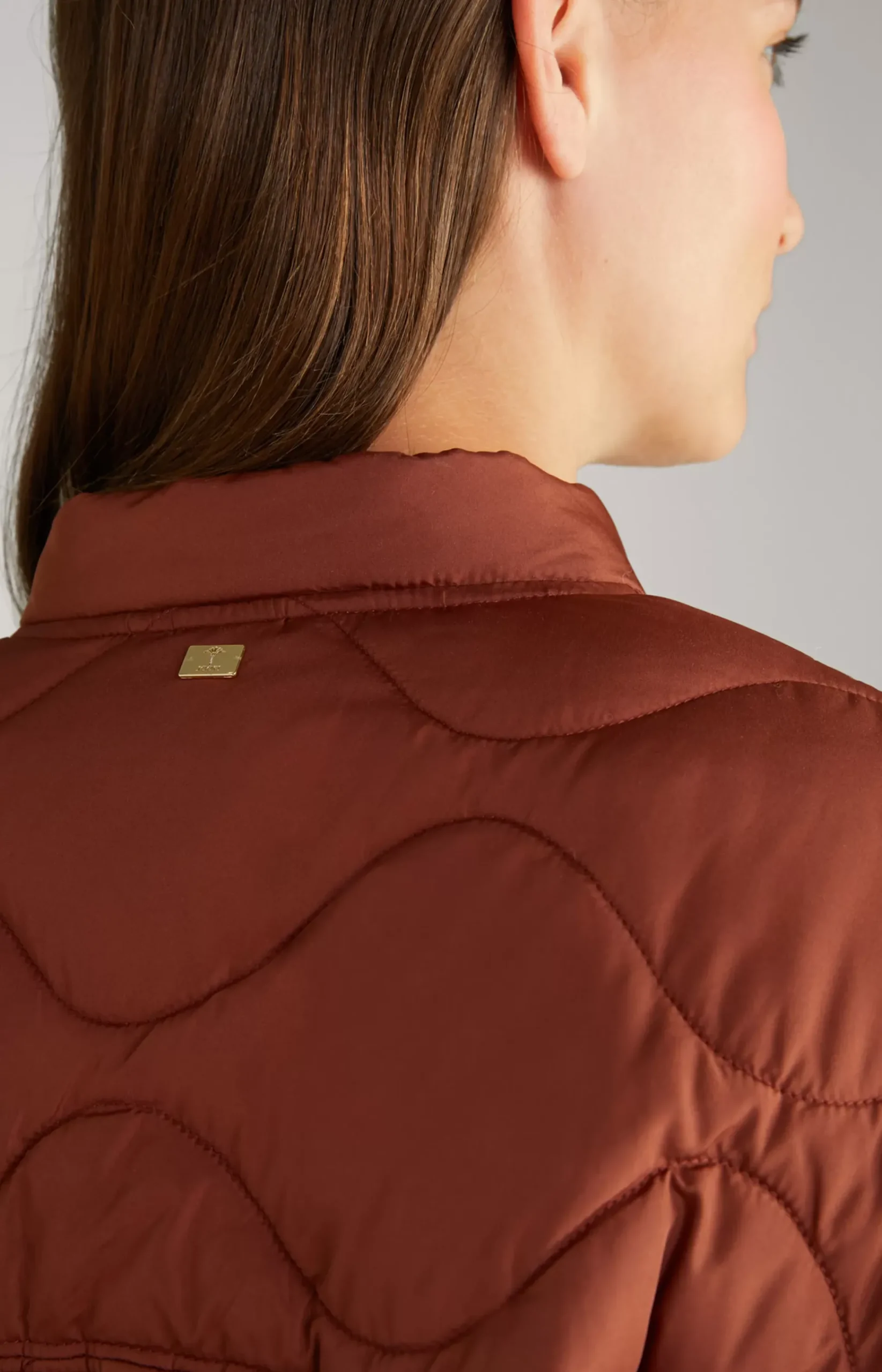 Quilted Cape Jacket in Copper Brown