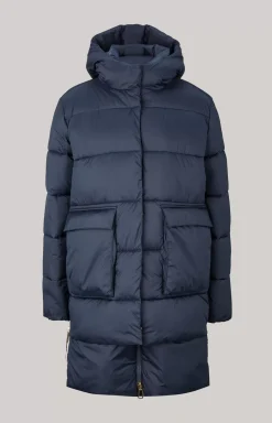 Quilted Coat in Dark Blue