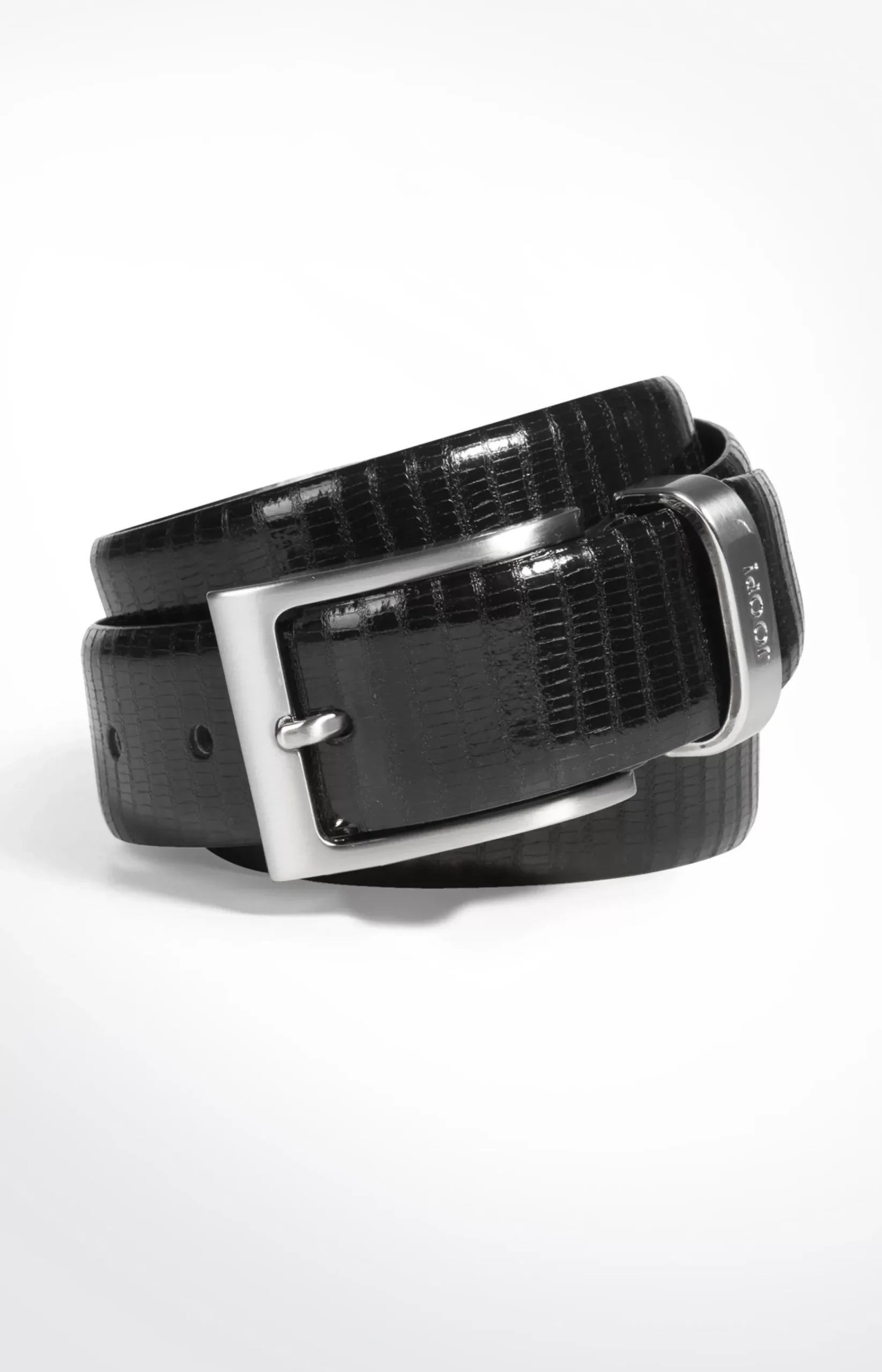 Reptile-embossed Belt in Black