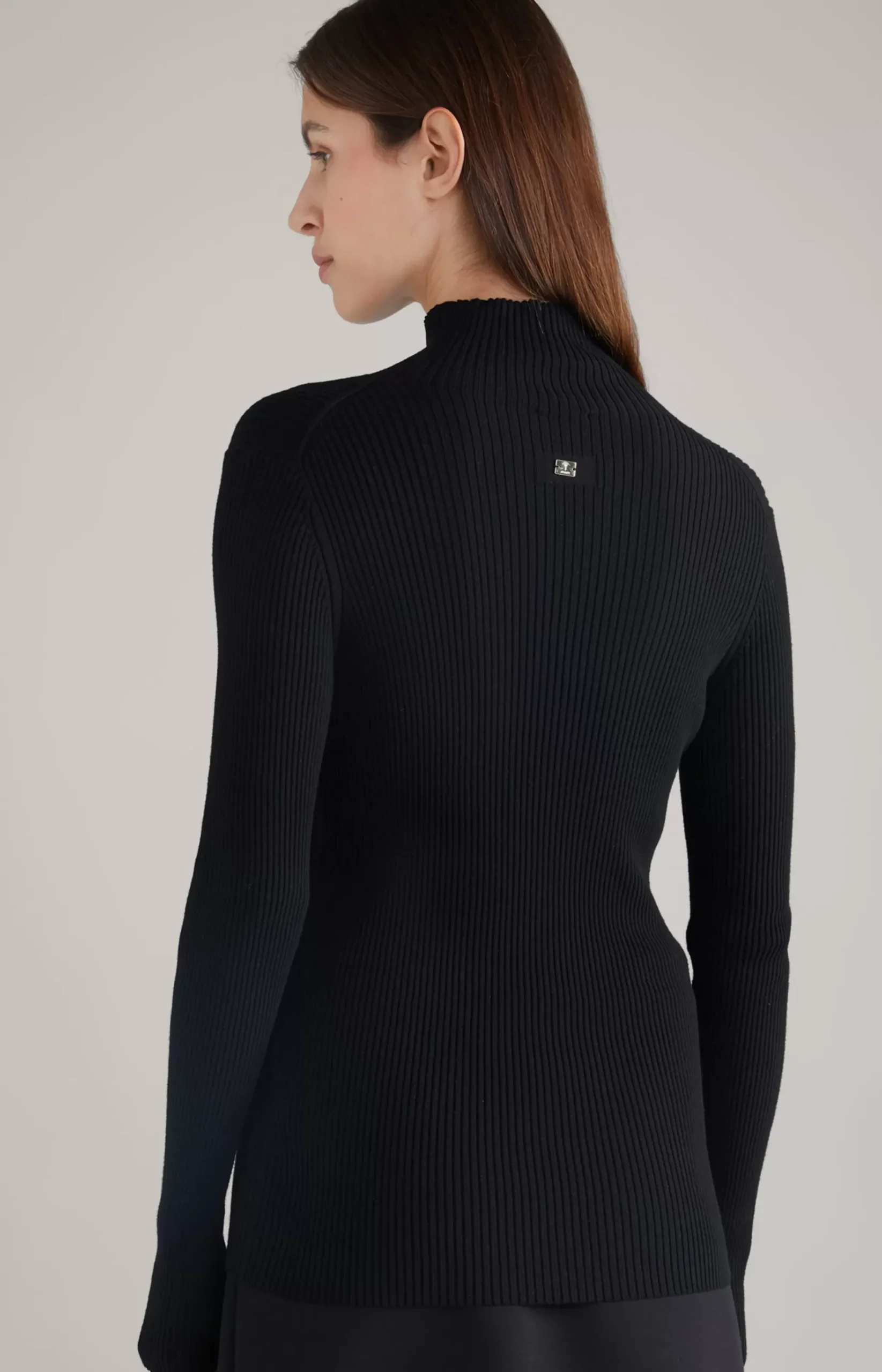 Rib Knit Pullover in Black