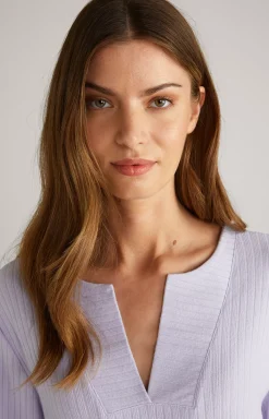 Ribbed Loungewear Shirt in Lavender