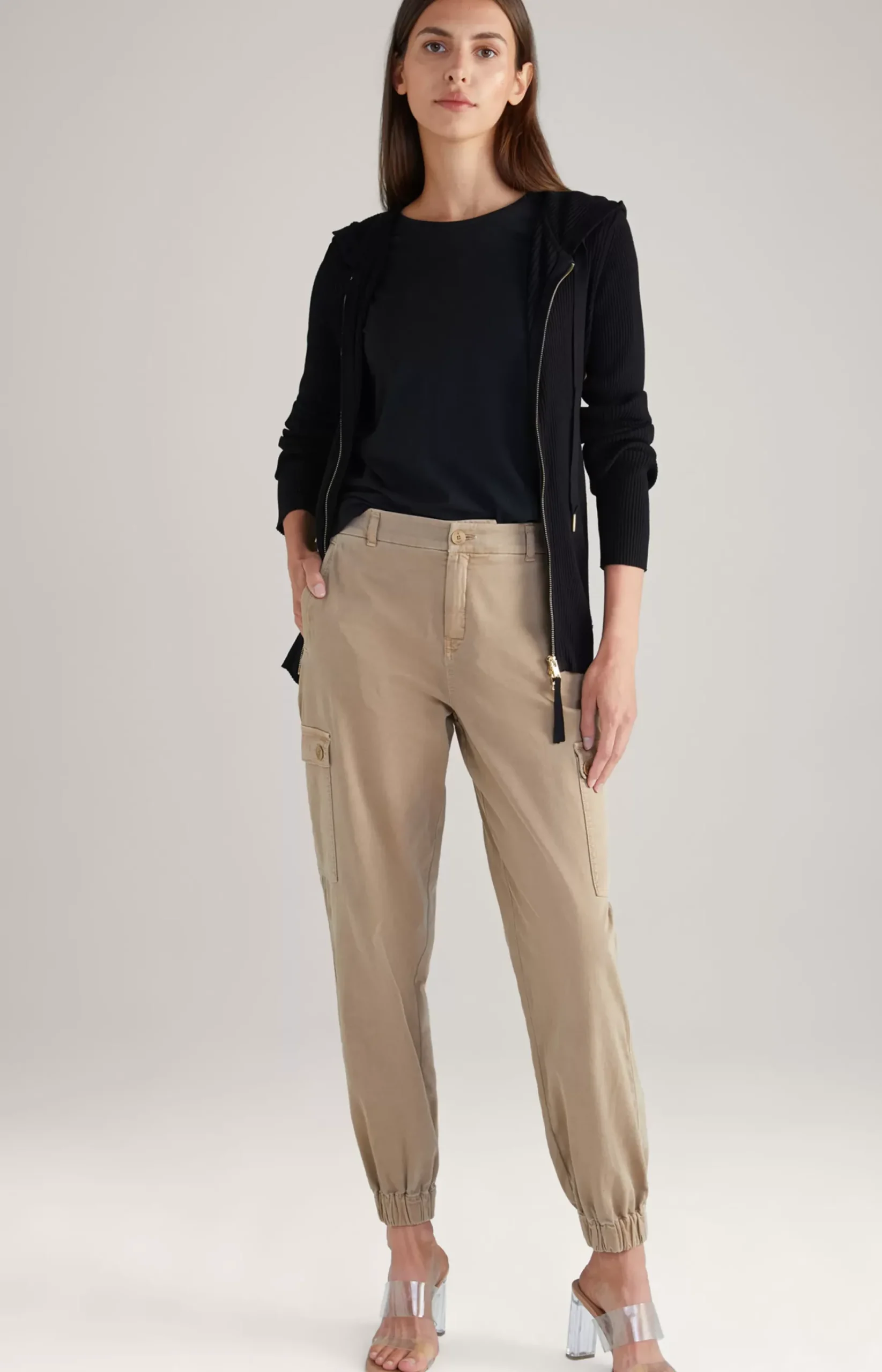 Ribbed-knit Jacket in Black