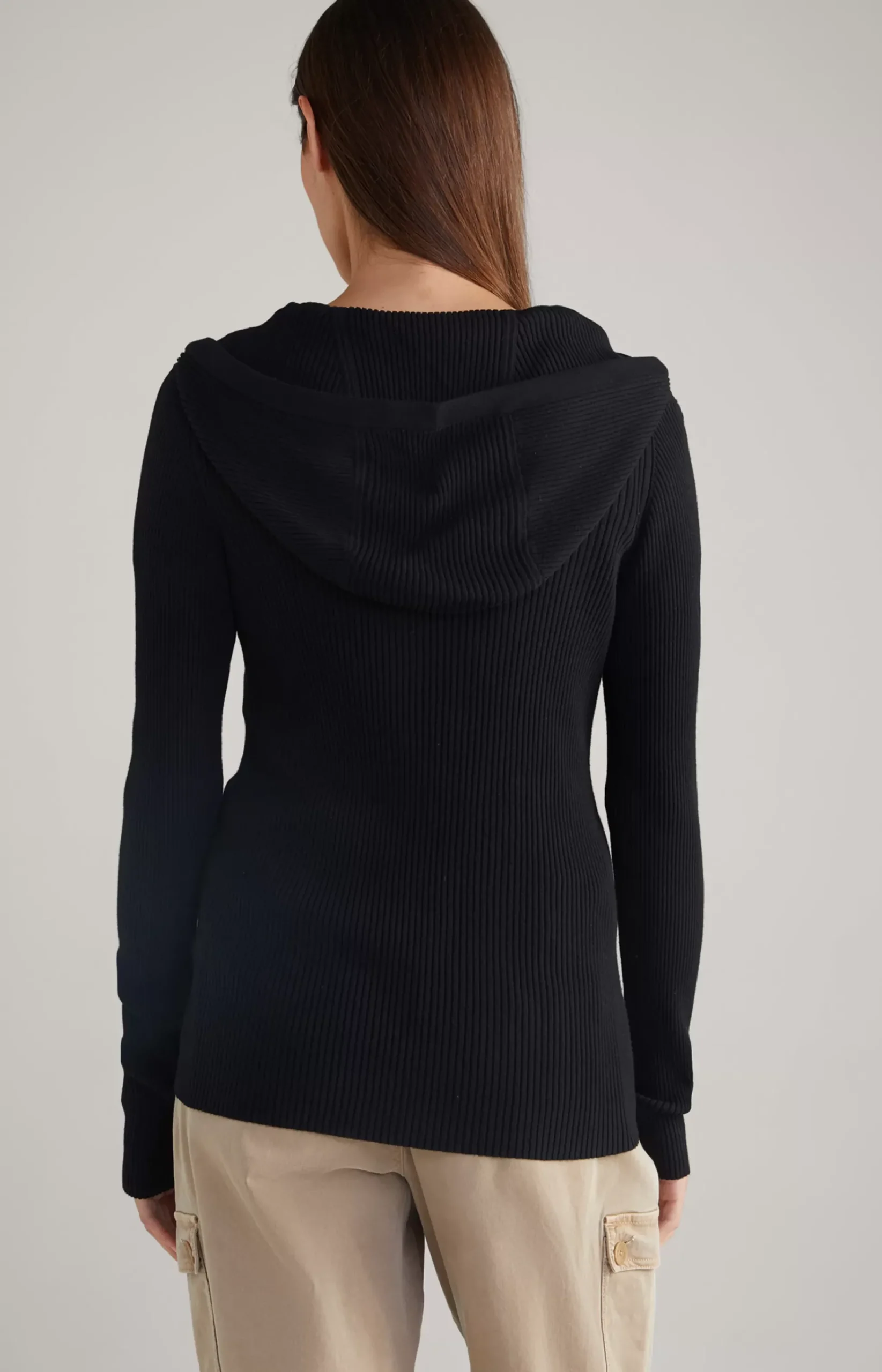 Ribbed-knit Jacket in Black