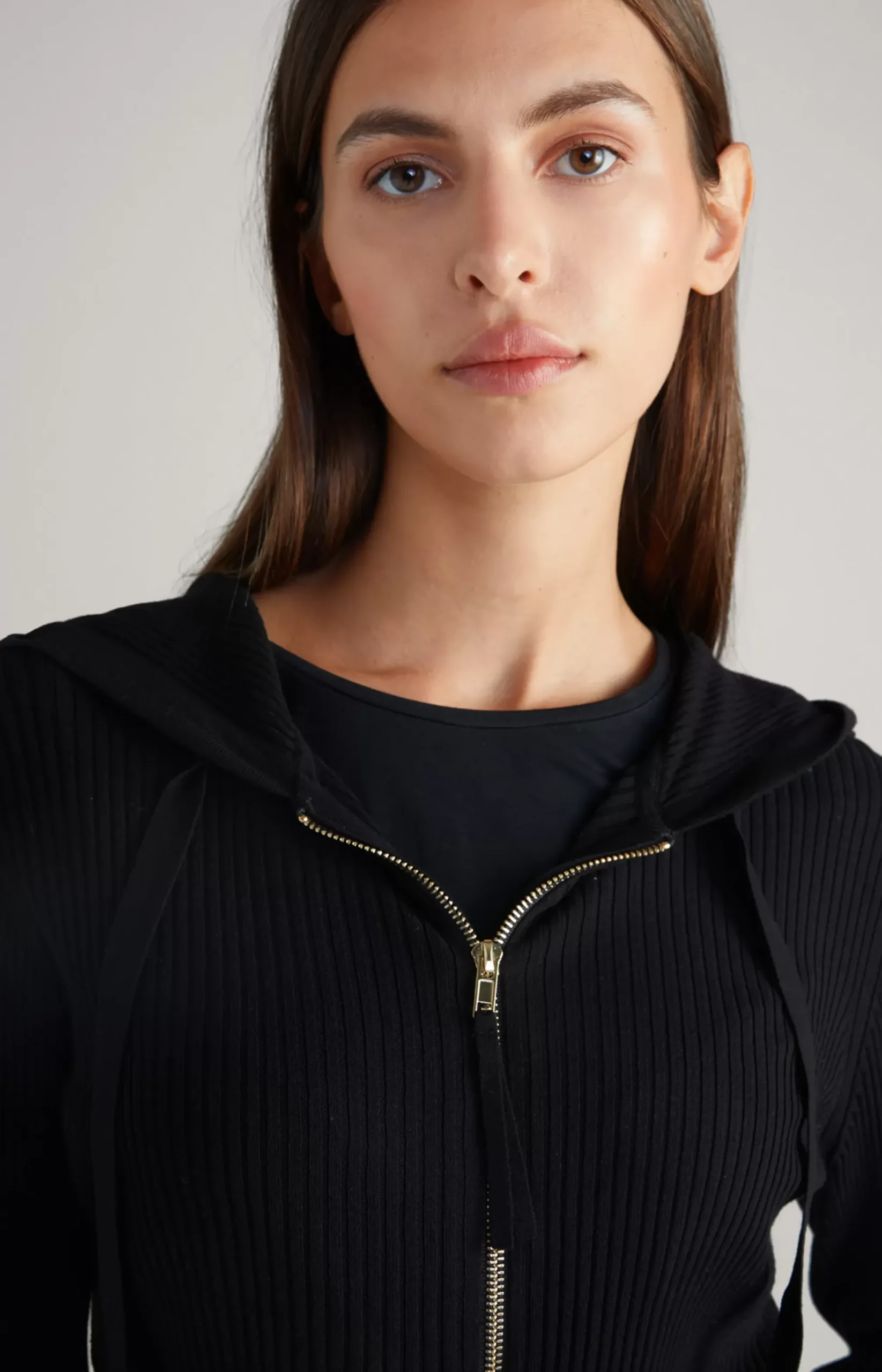 Ribbed-knit Jacket in Black