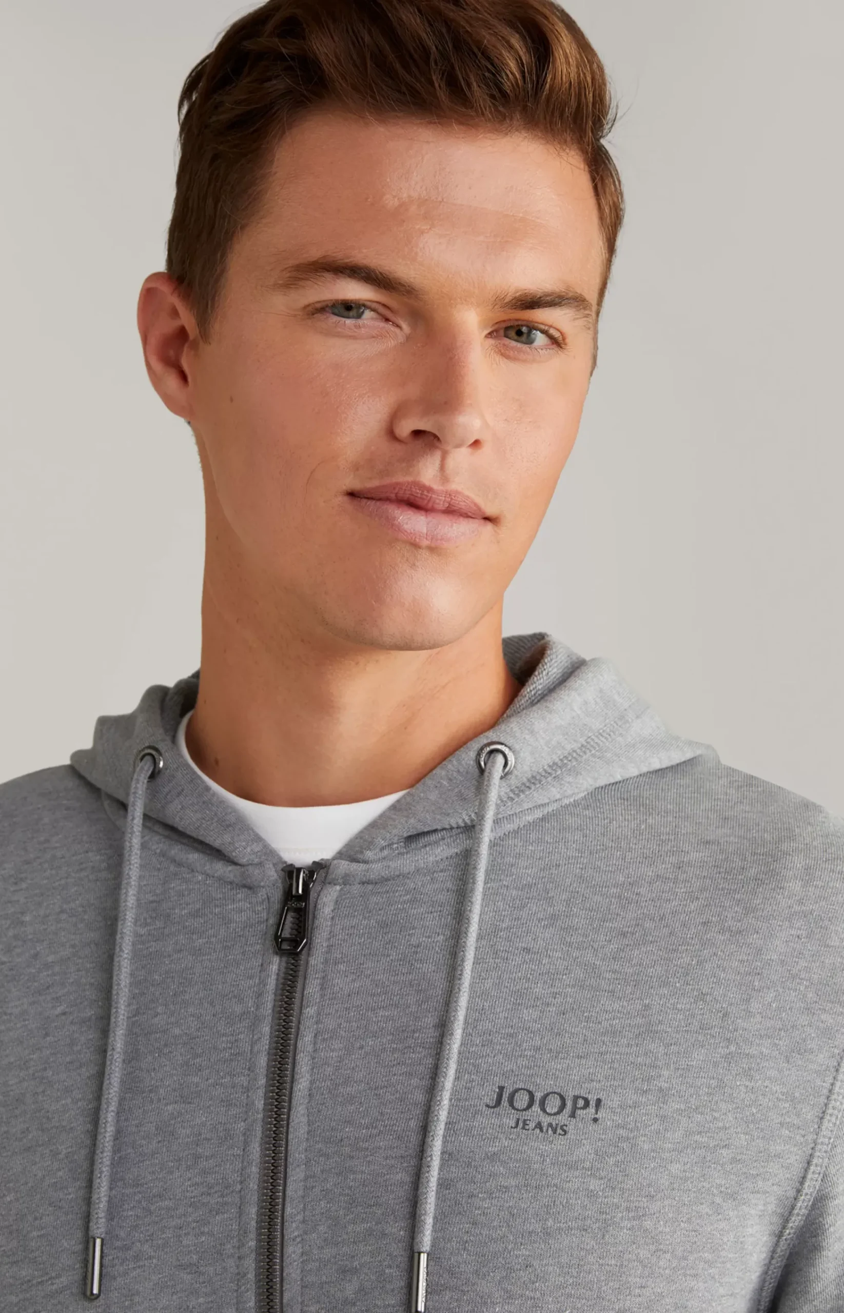 Salvatore Hoodie Sweatshirt Jacket in Grey Melange