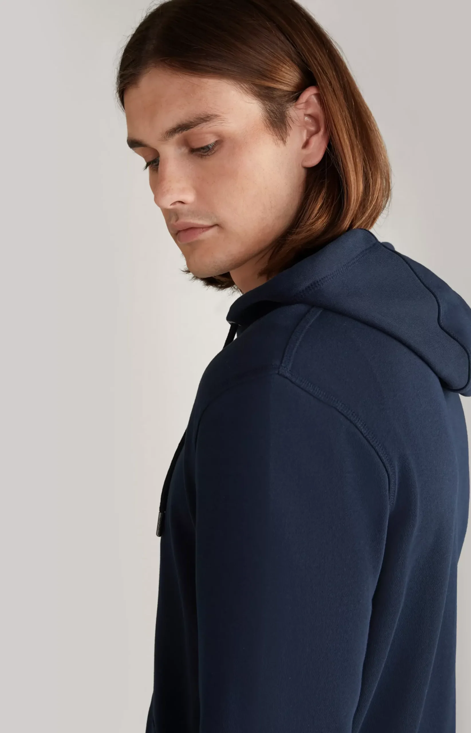 Salvatore Hoodie Sweatshirt Jacket in Dark Blue