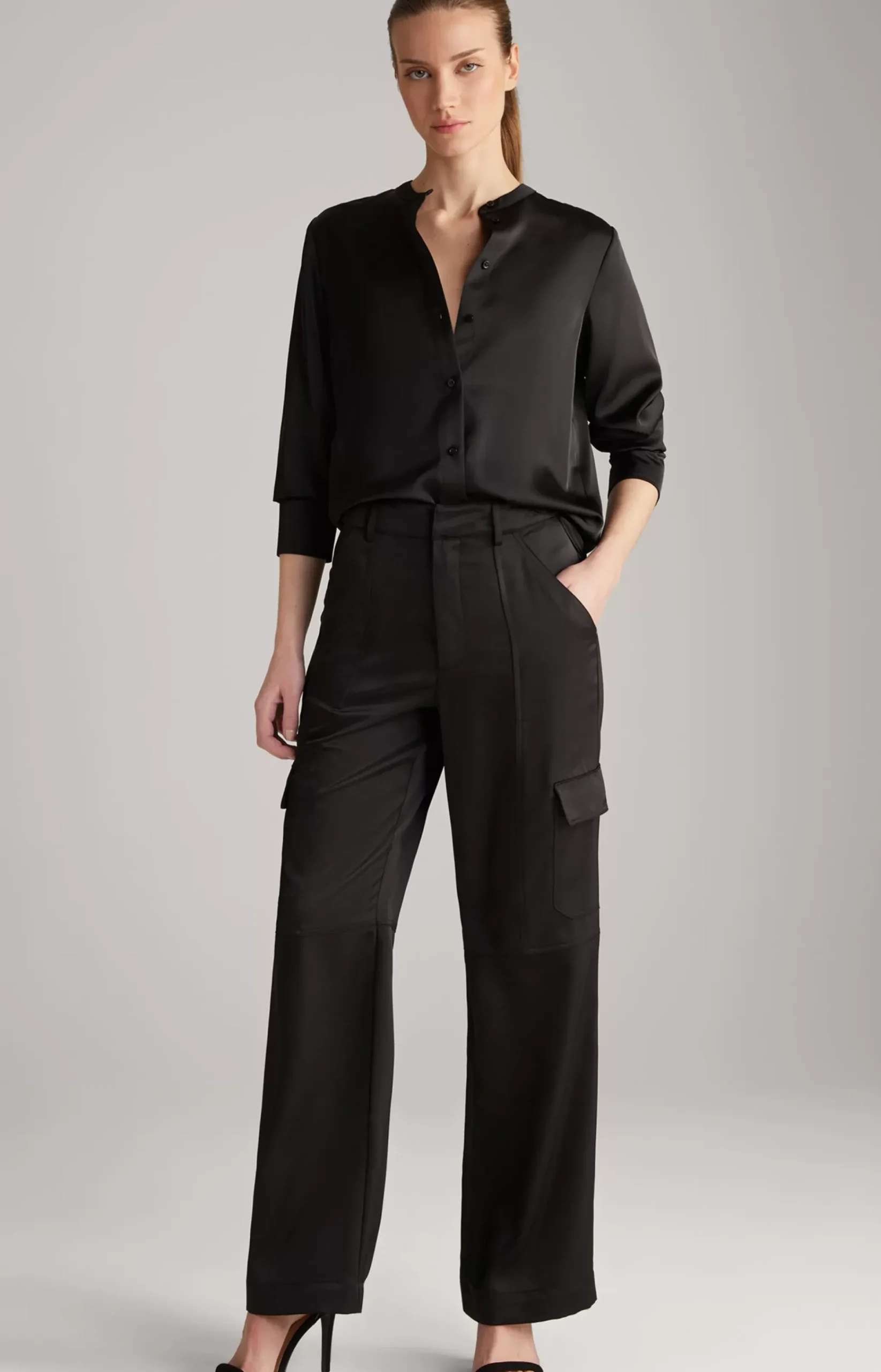 Satin Blouse in Black