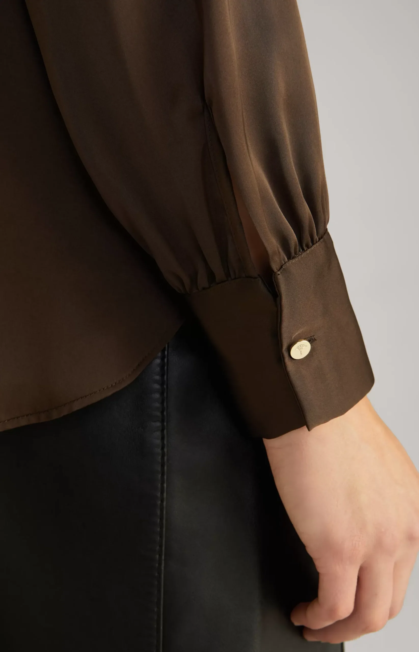 Satin Blouse in Dark Brown