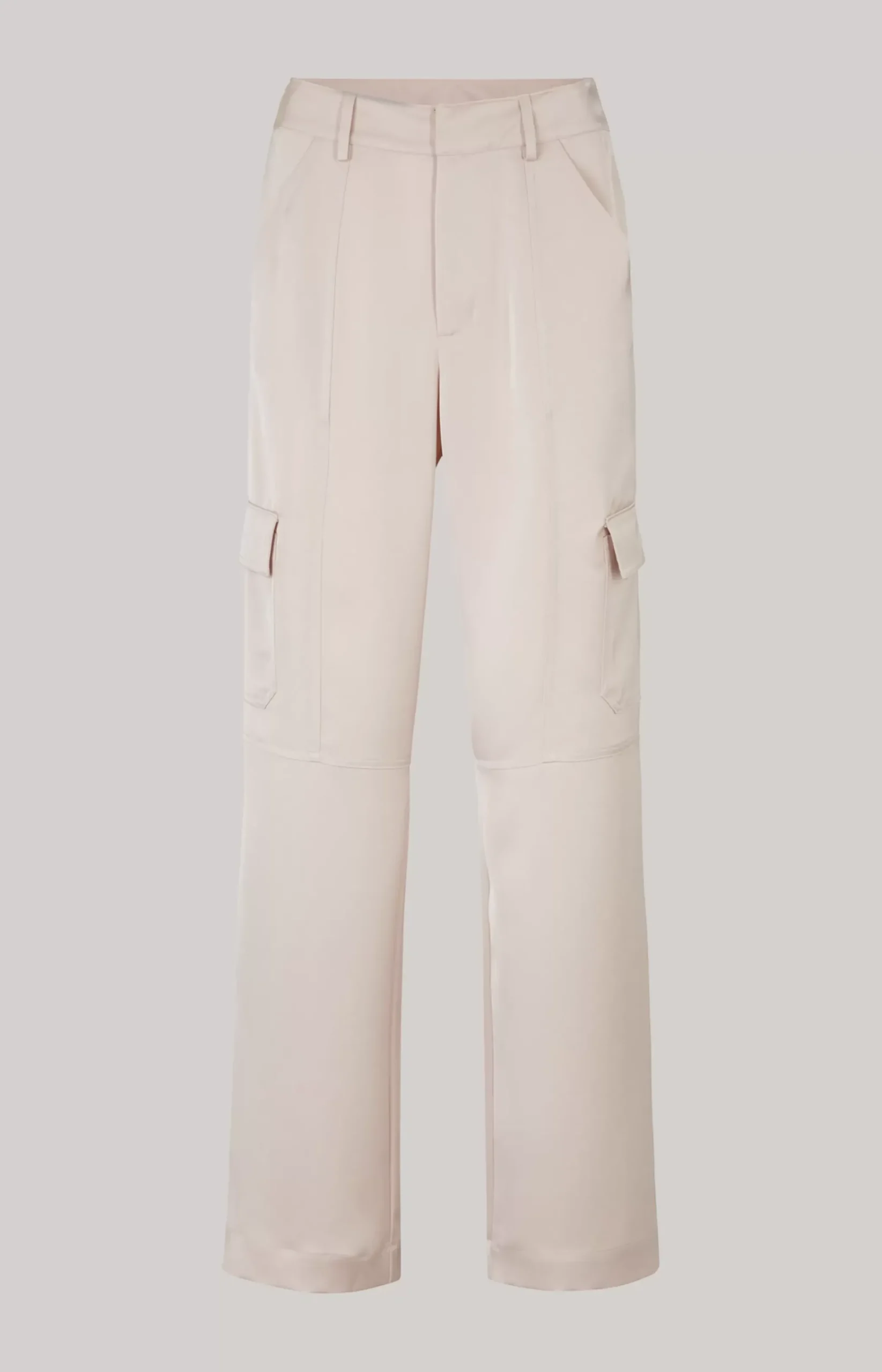 Satin Cargo Trousers in Pale Pink