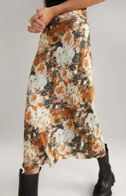 Satin Skirt in a Brown/Black/Ecru Pattern