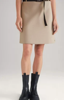 Scuba Mini Skirt in Beige