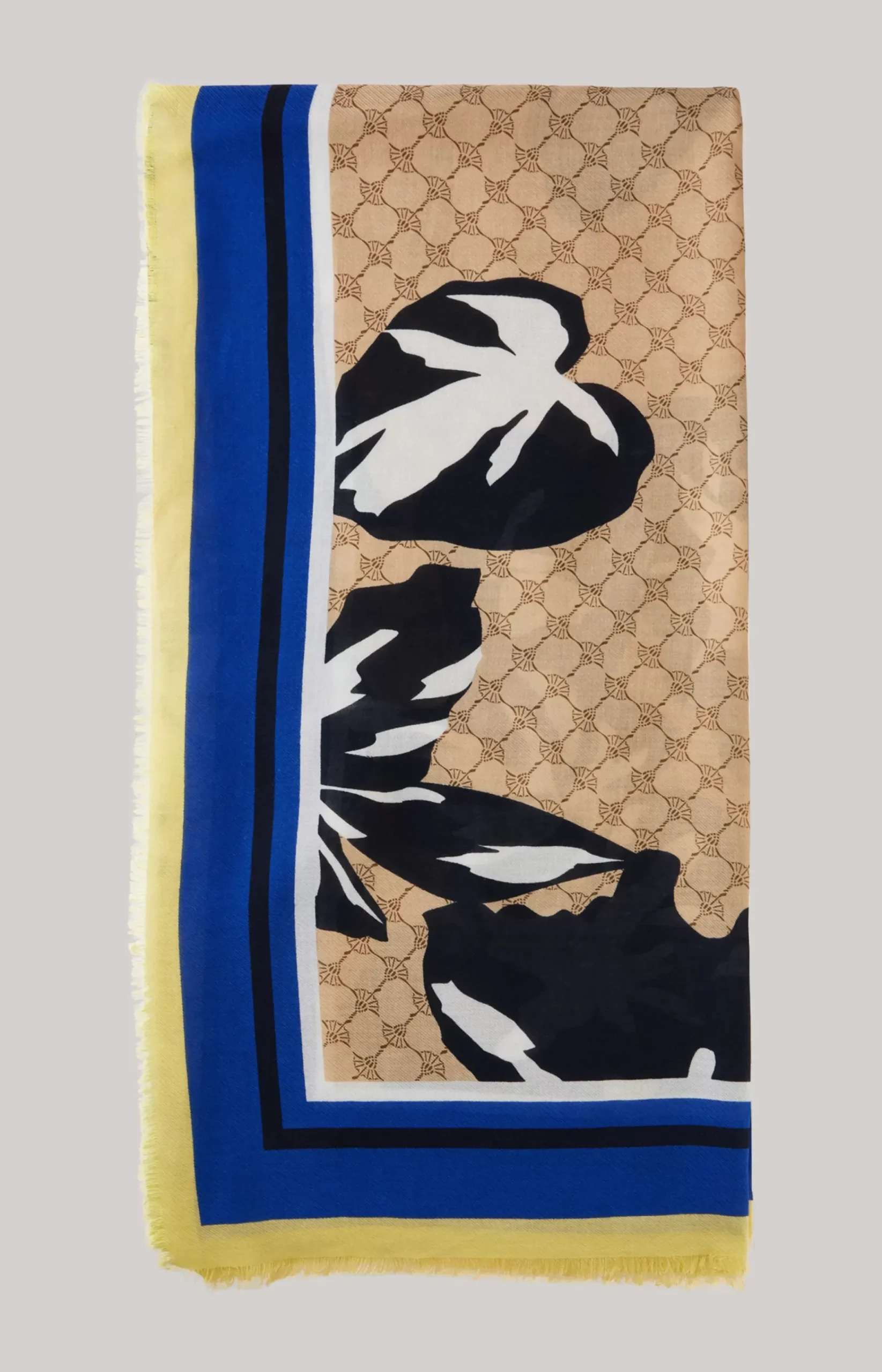 Shawl in a Beige, Yellow and Blue Pattern