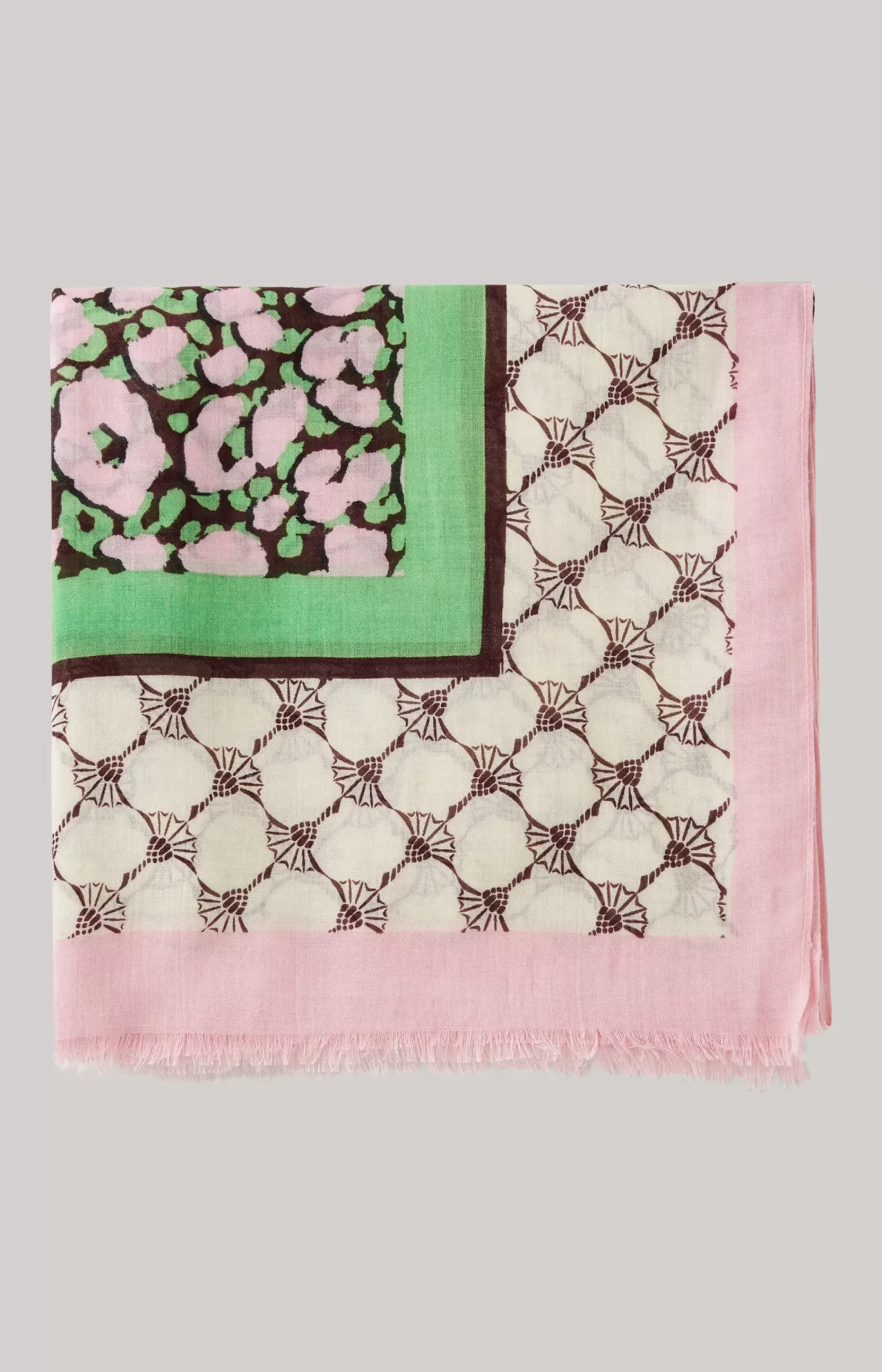 Shawl in a Pink and Green Pattern