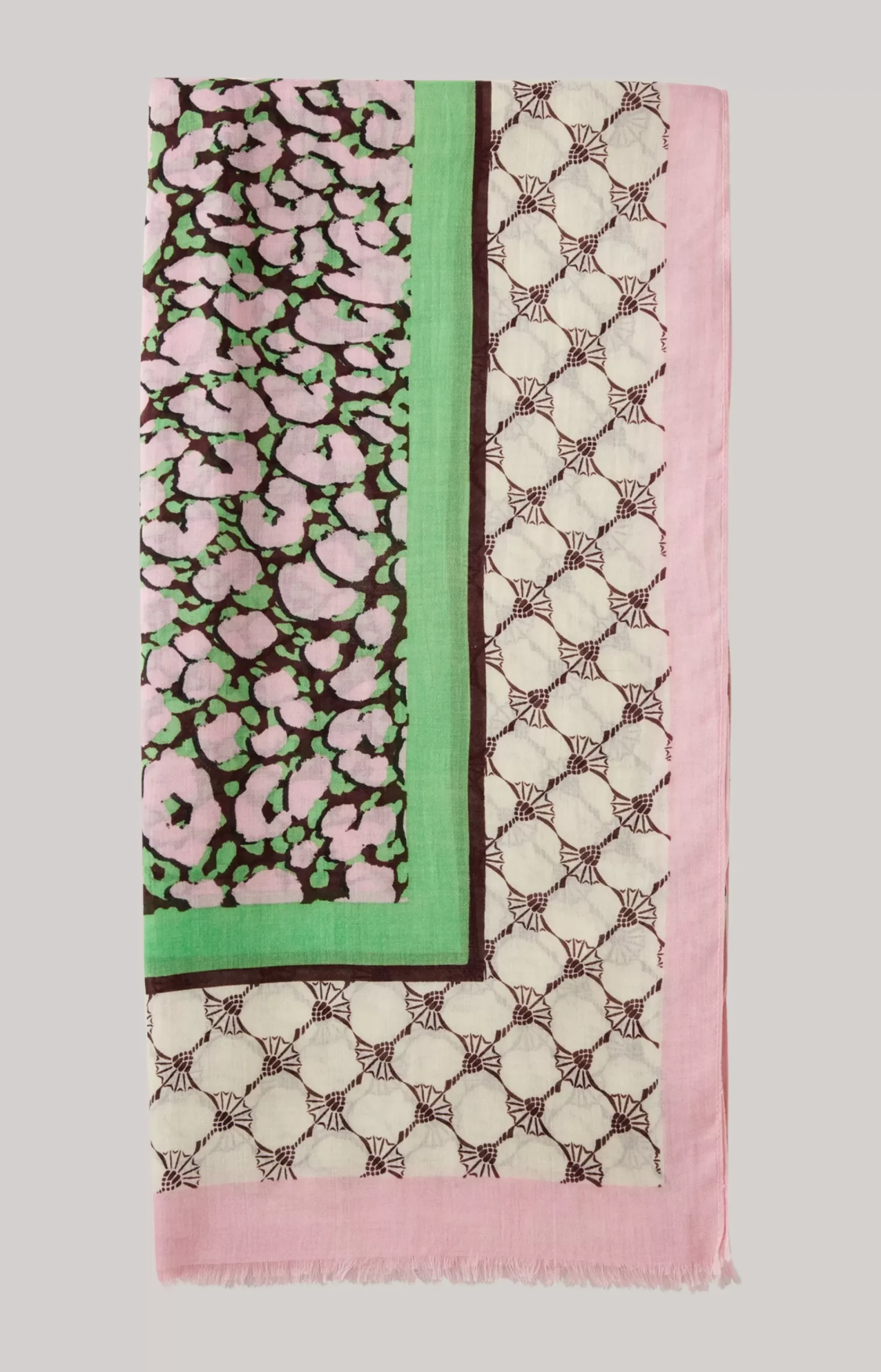 Shawl in a Pink and Green Pattern