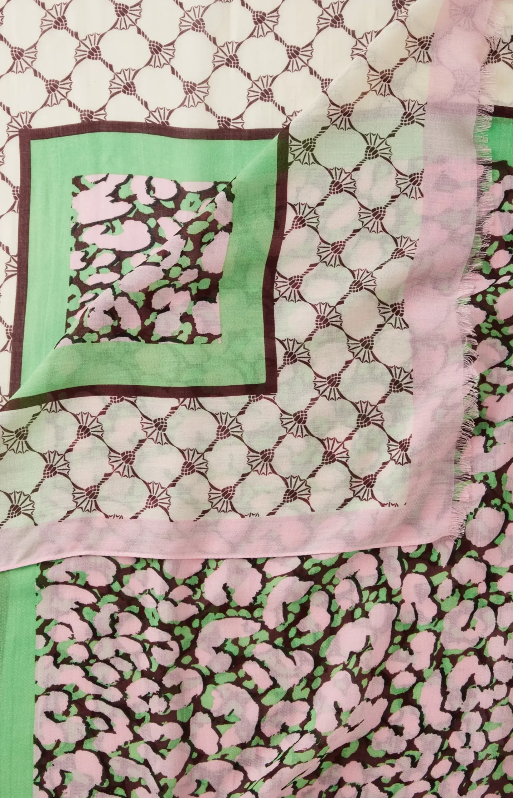 Shawl in a Pink and Green Pattern