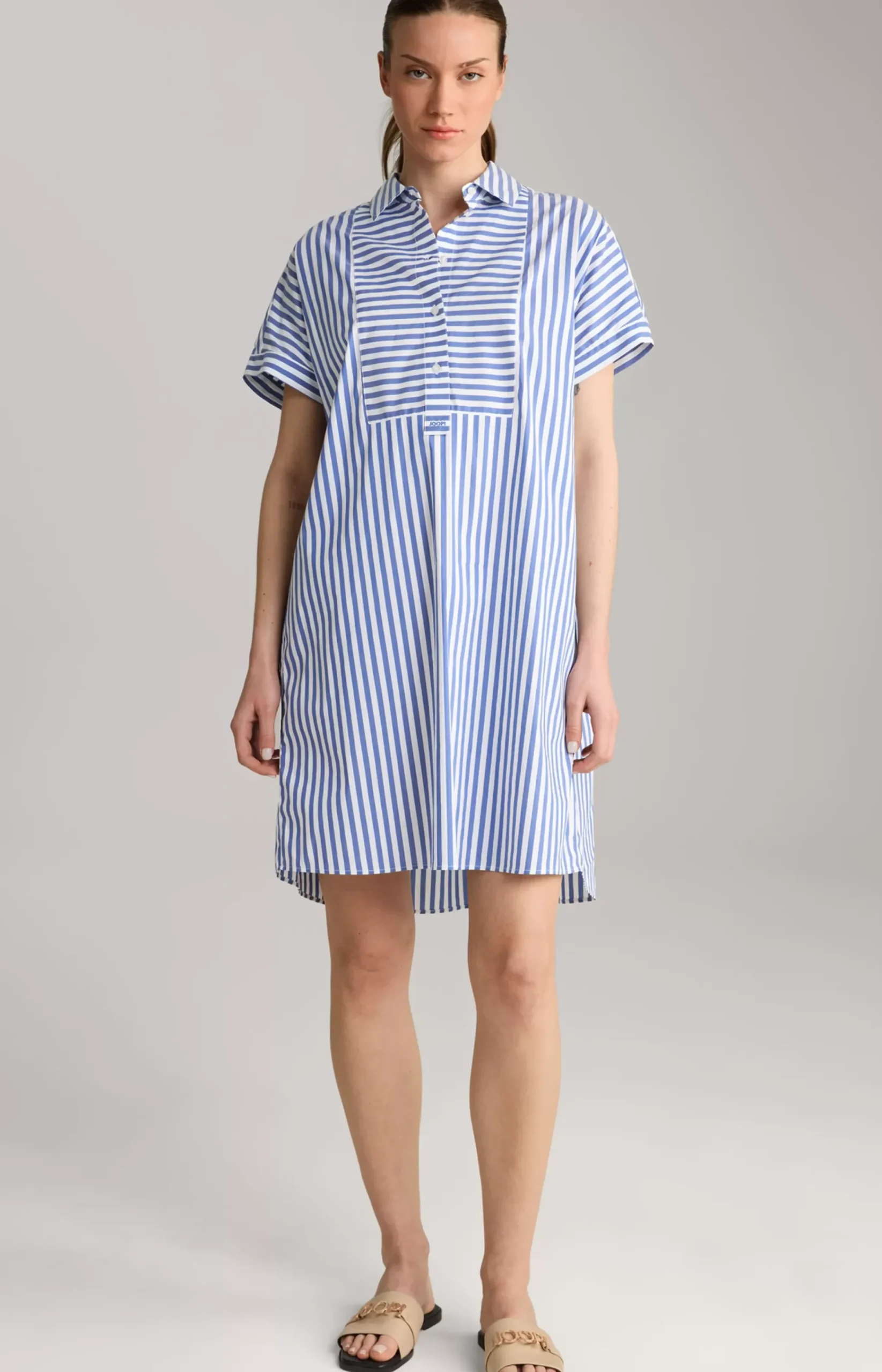 Shirt Dress in Blue/White Stripes