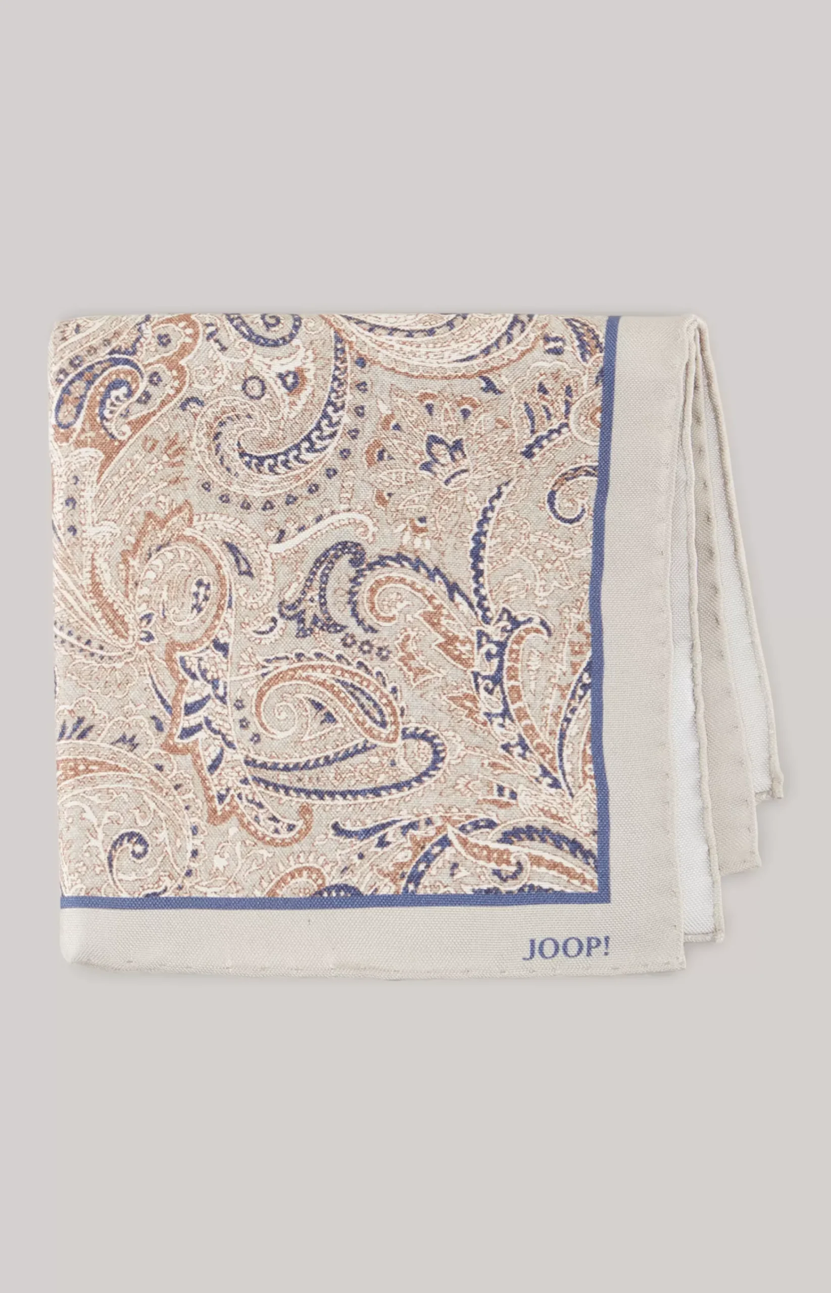 Silk Pocket Square in Beige/Navy