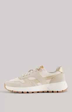 Specchio Misto Hanna Low-Top Trainers in Beige/Gold