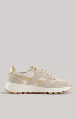 Specchio Misto Hanna Low-Top Trainers in Beige/Gold