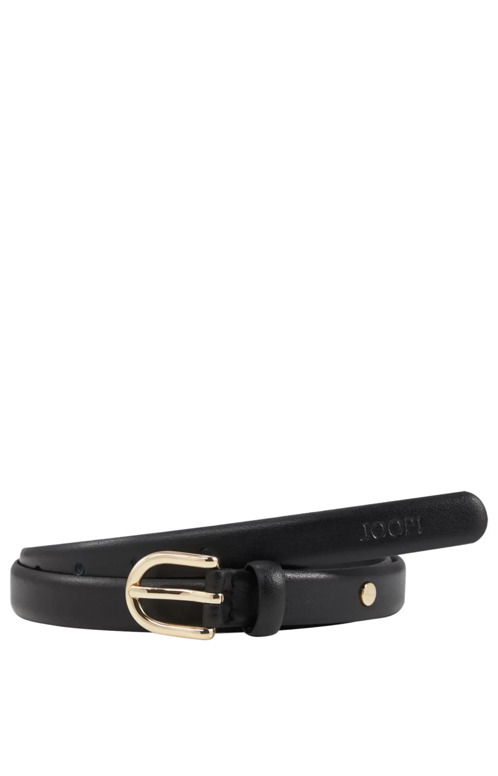 Thin leather belt in black