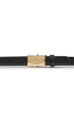 Thin leather belt in black