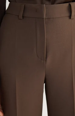 Trousers with Pressed Creases in Dark Brown