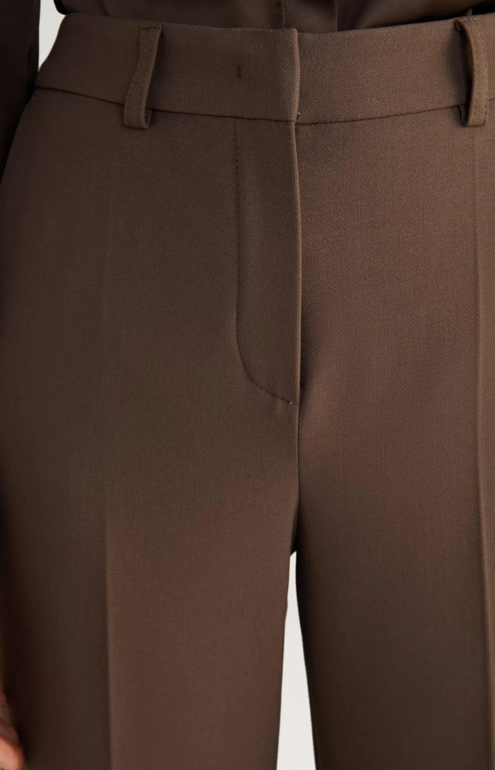 Trousers with Pressed Creases in Dark Brown