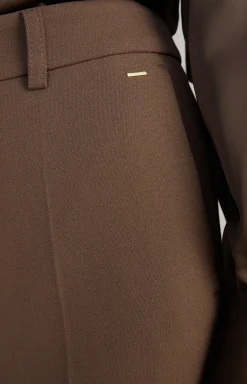 Trousers with Pressed Creases in Dark Brown