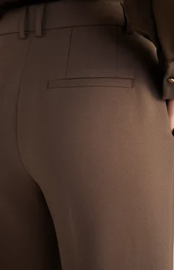Trousers with Pressed Creases in Dark Brown