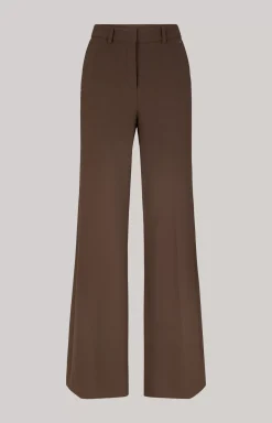 Trousers with Pressed Creases in Dark Brown