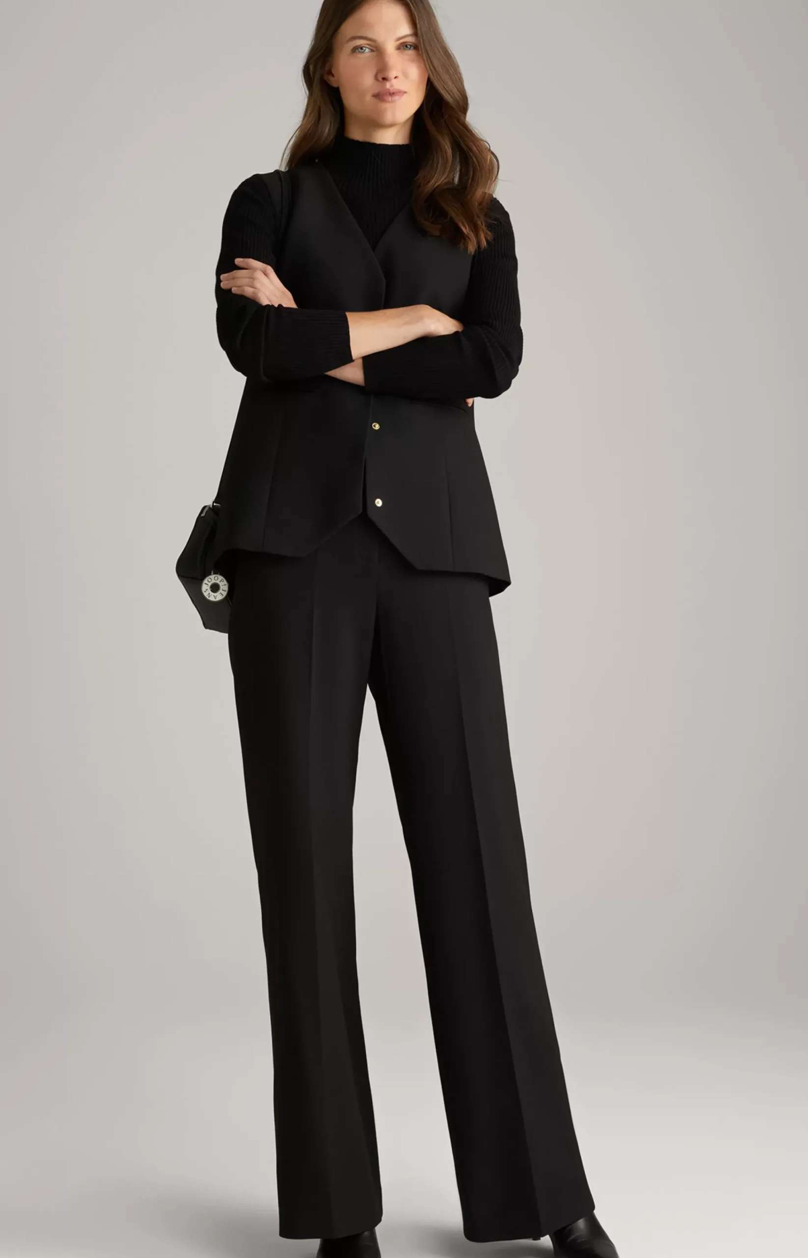 Trousers with Pressed Creases in Black