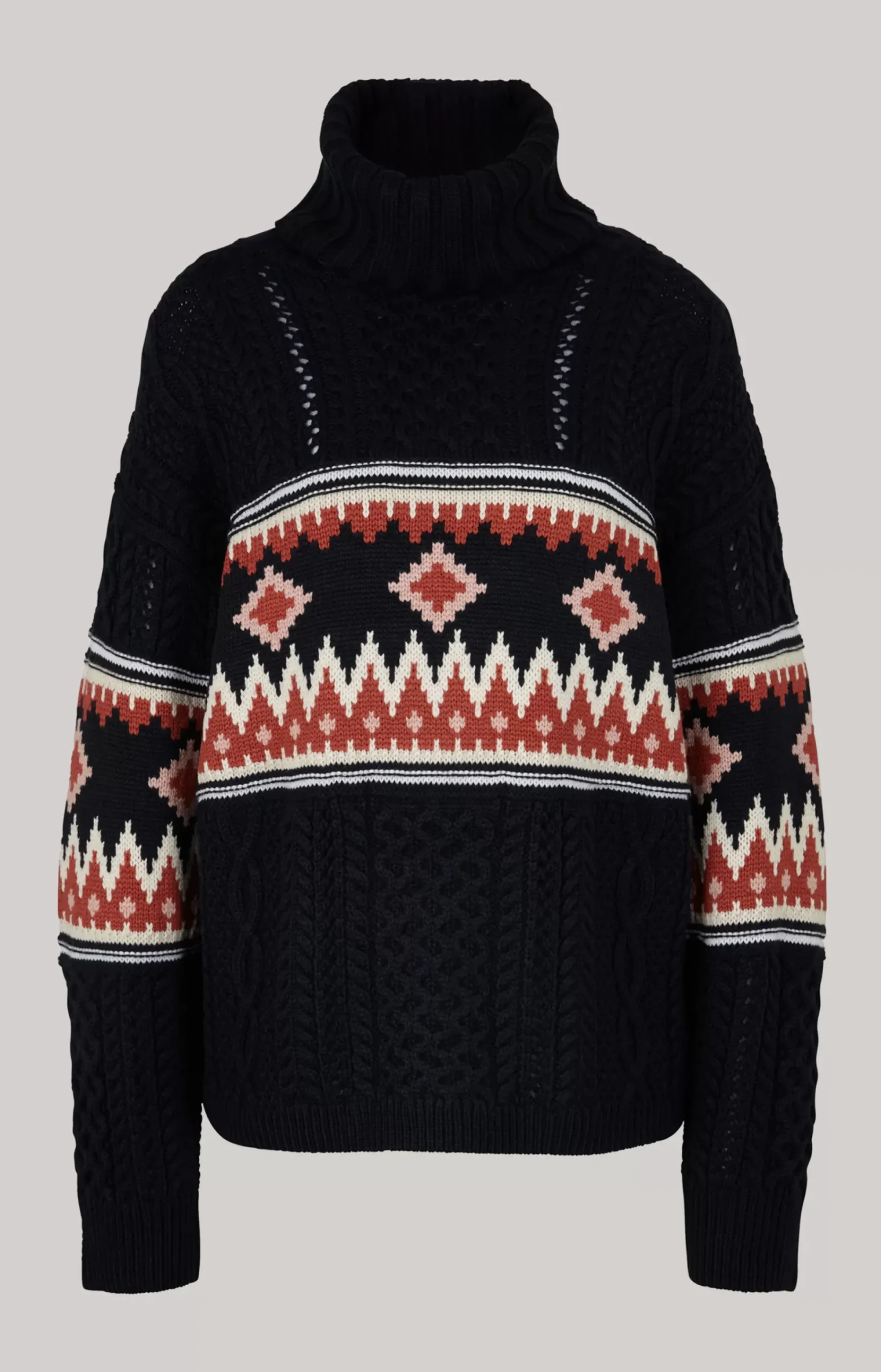 Turtleneck Pullover in Navy/Beige