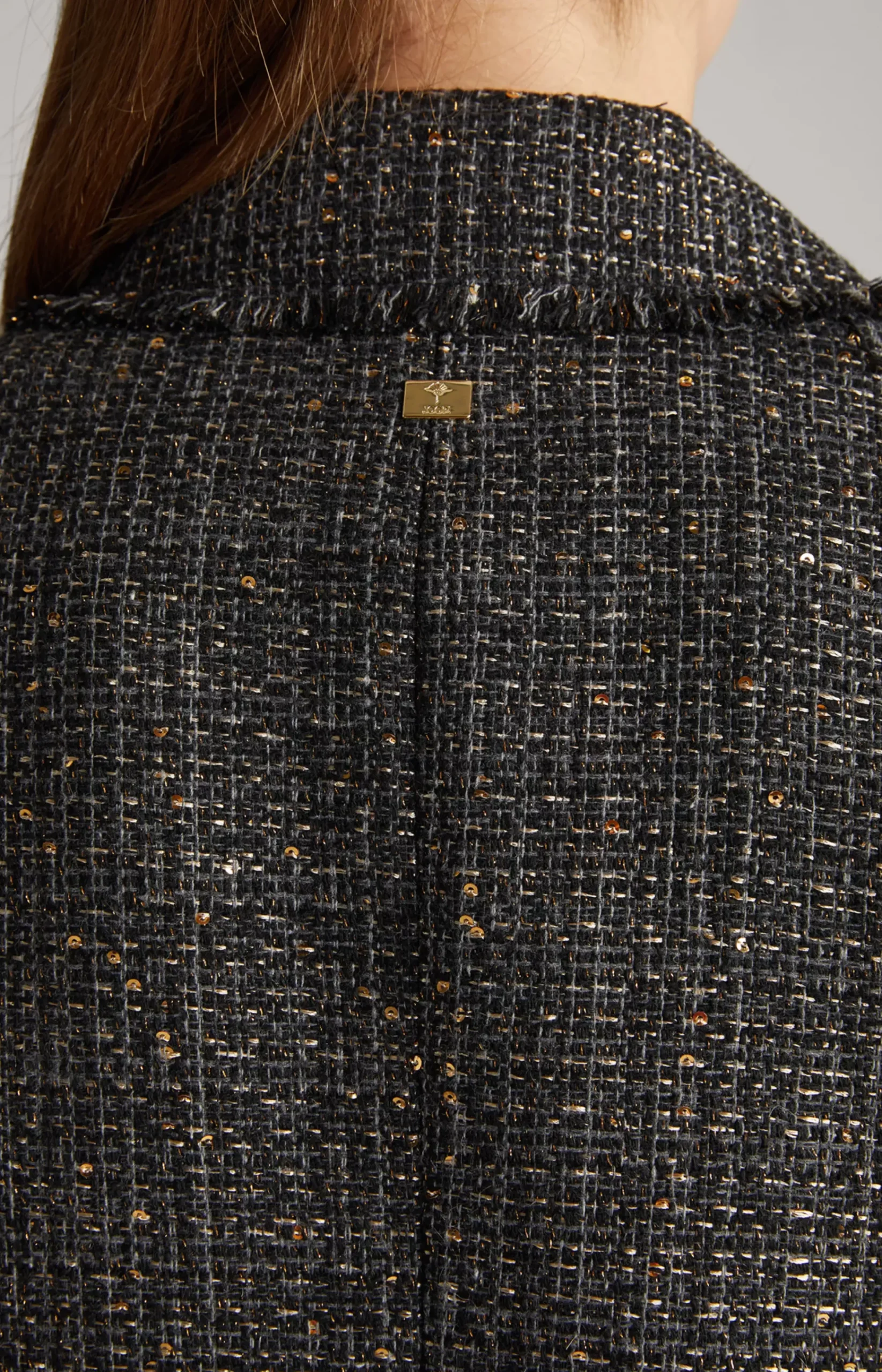 Tweed Blazer Jacket in Black/Grey/Gold