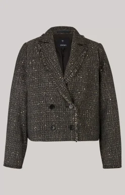 Tweed Blazer Jacket in Black/Grey/Gold