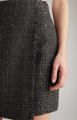 Tweed Skirt in Black/Grey/Gold