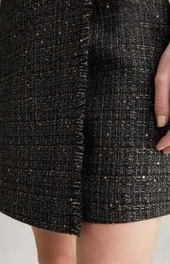 Tweed Skirt in Black/Grey/Gold