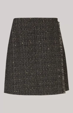 Tweed Skirt in Black/Grey/Gold