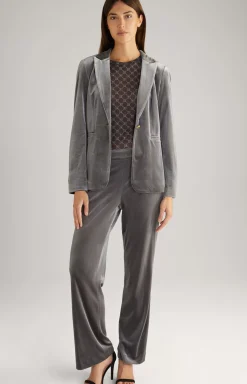 Velvet Blazer in Grey
