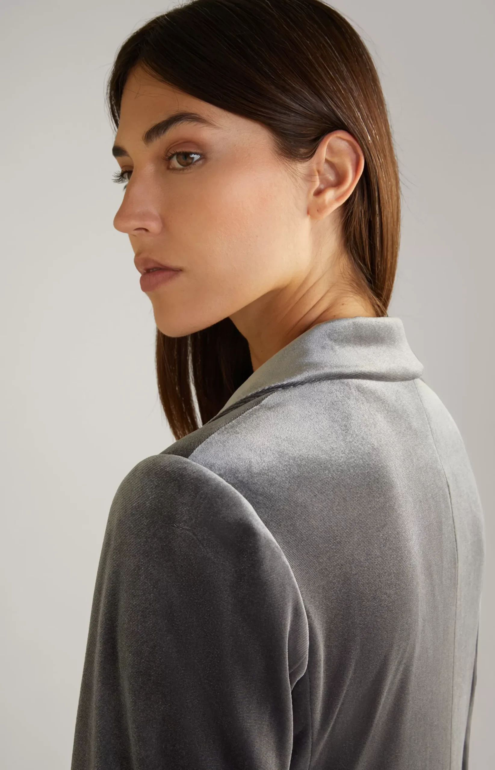 Velvet Blazer in Grey