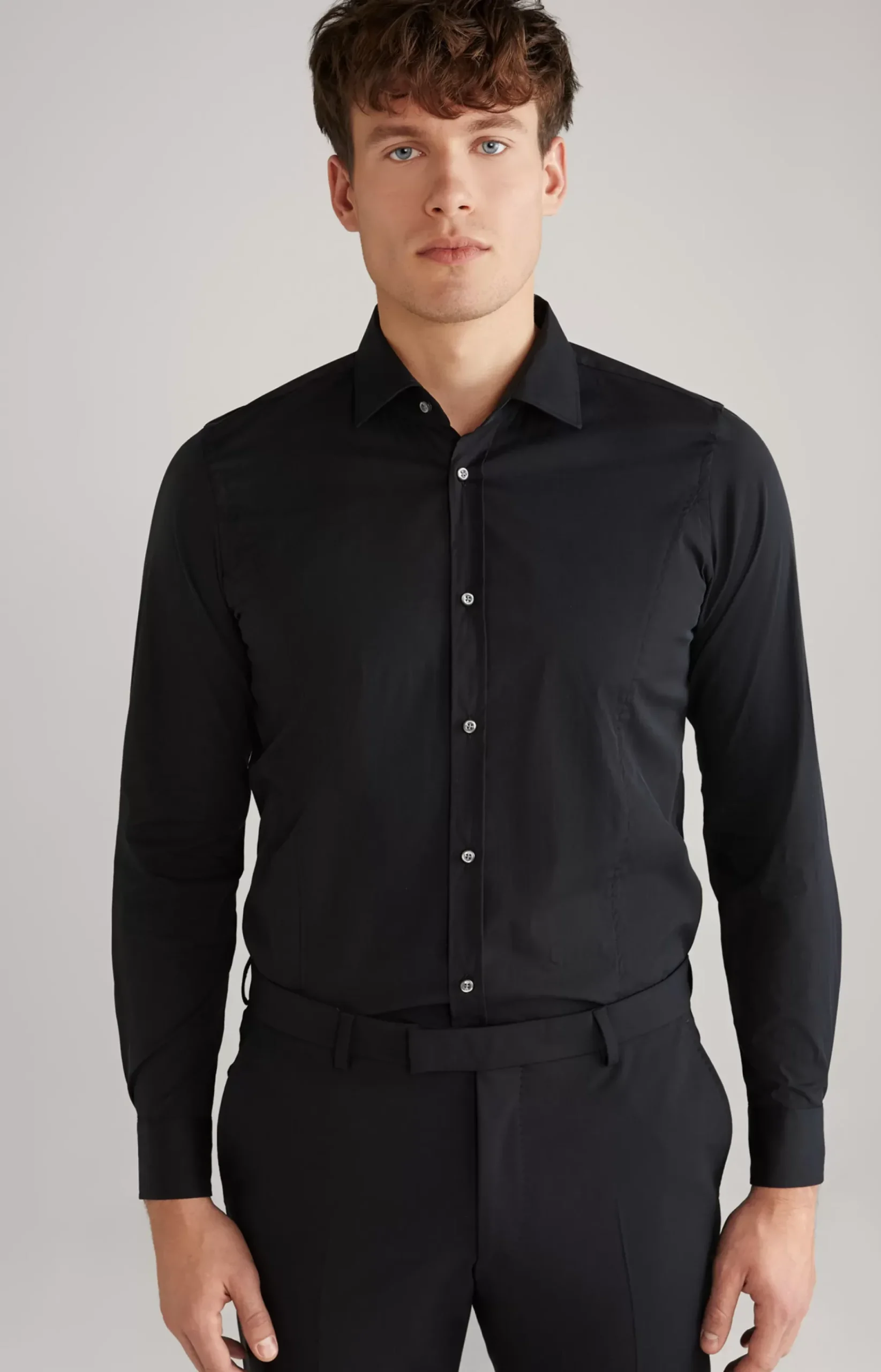 Victor Stretch Cotton Shirt in Black