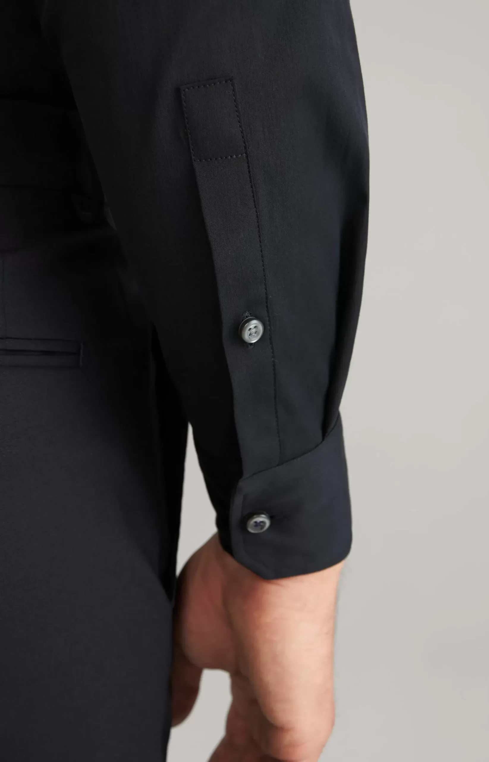 Victor Stretch Cotton Shirt in Black