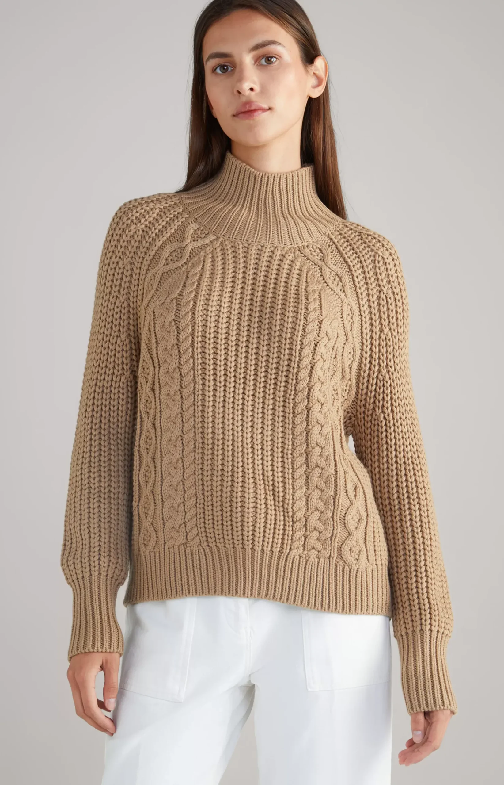 Virgin Wool Blend Jumper in Beige