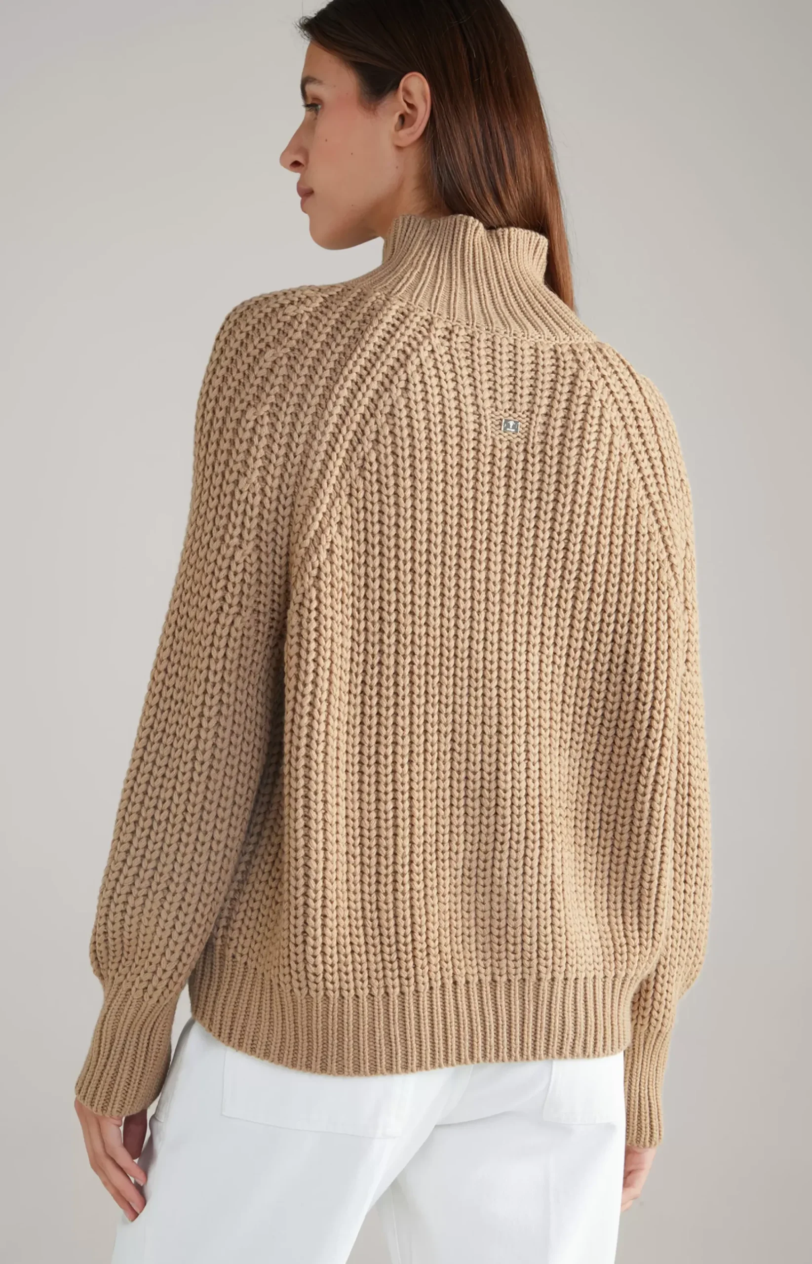 Virgin Wool Blend Jumper in Beige