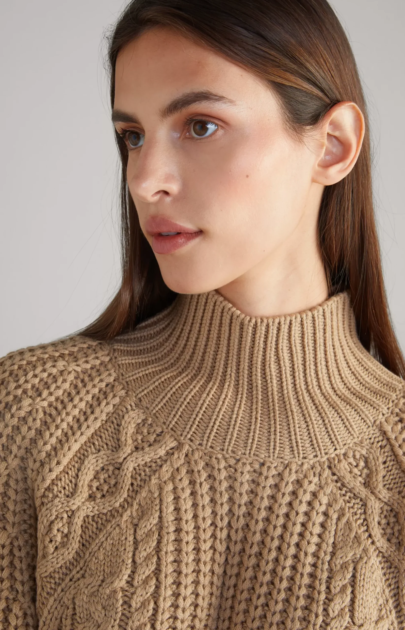 Virgin Wool Blend Jumper in Beige