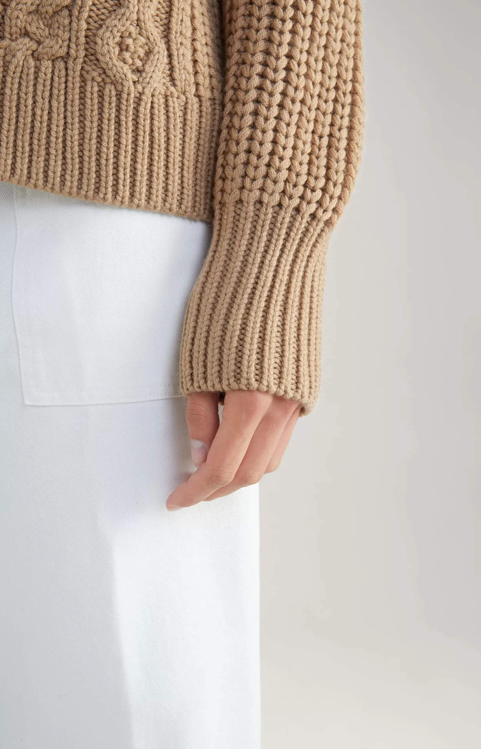 Virgin Wool Blend Jumper in Beige