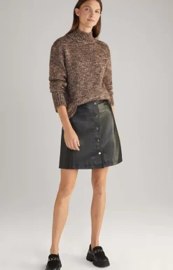 Virgin Wool Knitted Sweater in Mottled Taupe/Ecru