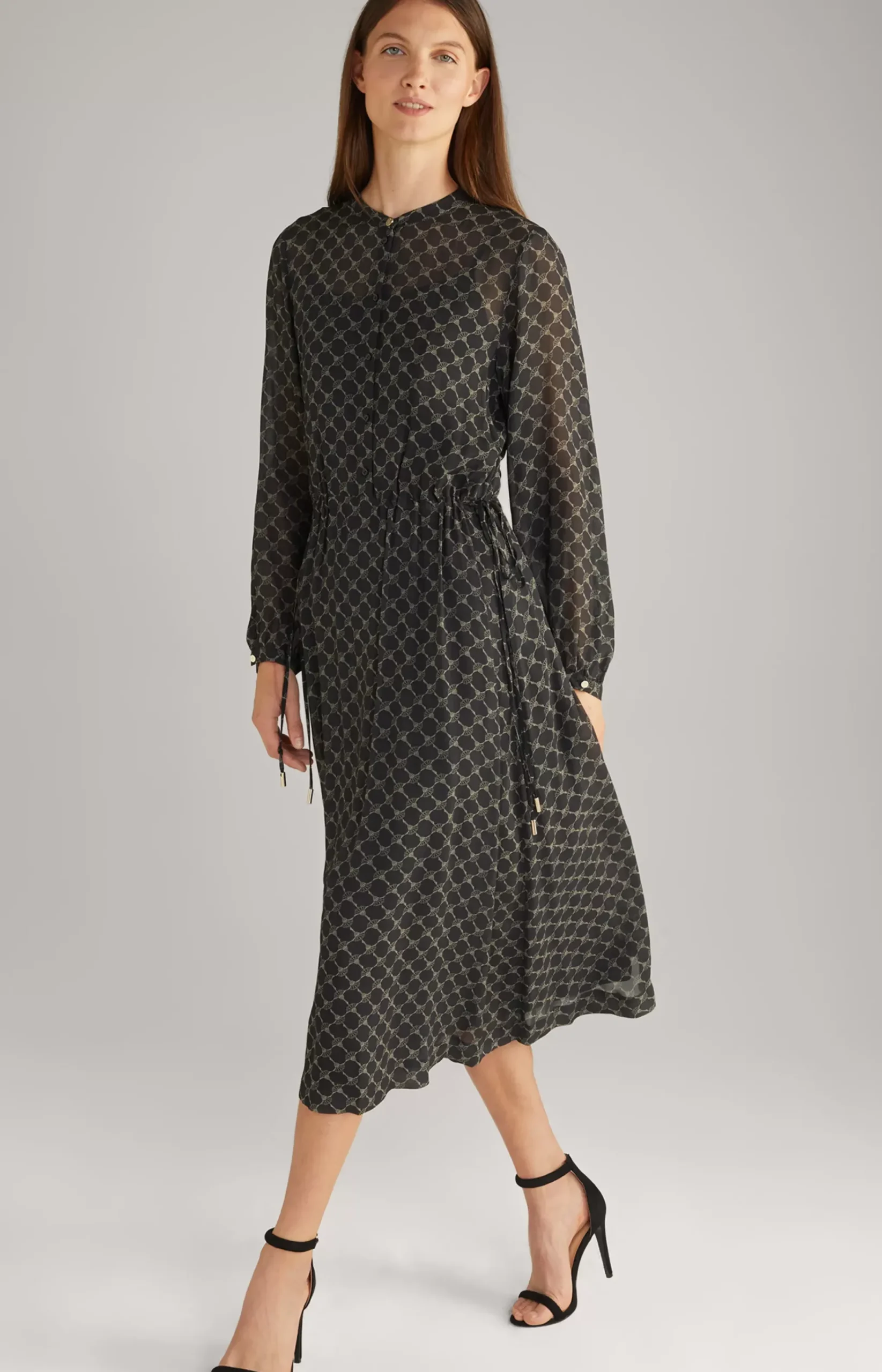 Viscose Maxi Dress in a Black/Grey Pattern