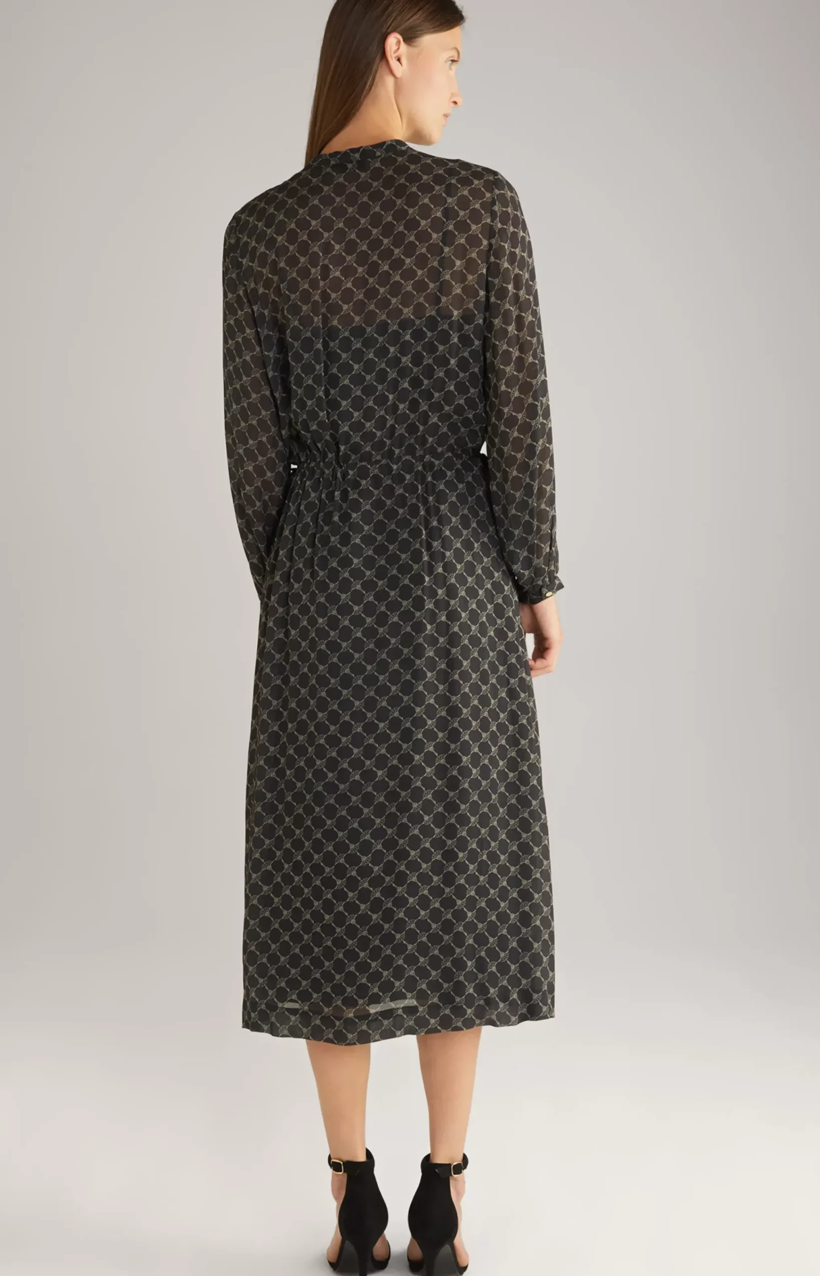 Viscose Maxi Dress in a Black/Grey Pattern